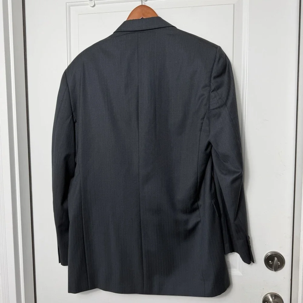 Hart Schaffner Marx 42L Gray Herringbone Wool Blazer Sport Coat 2 Button Woolmar - Picture 8 of 14